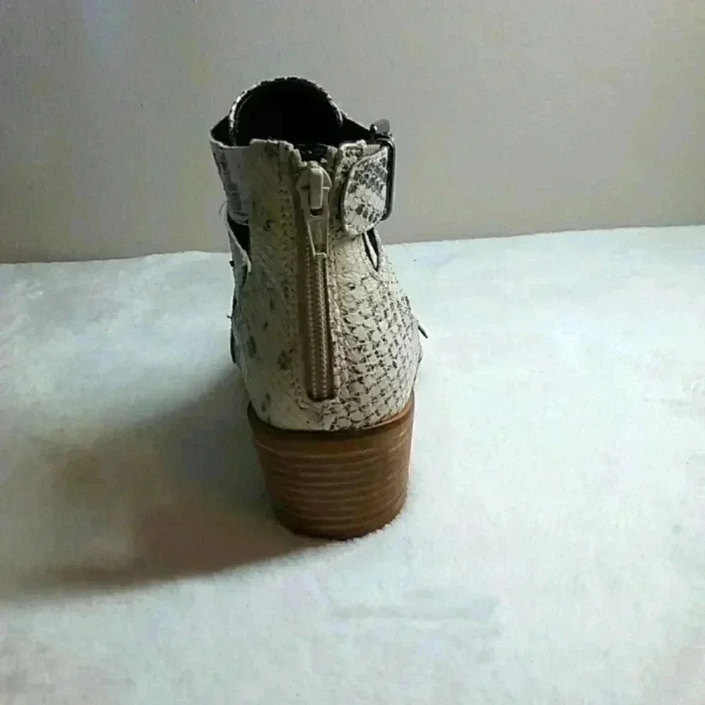 crevo cream leather snake cage ankle booties